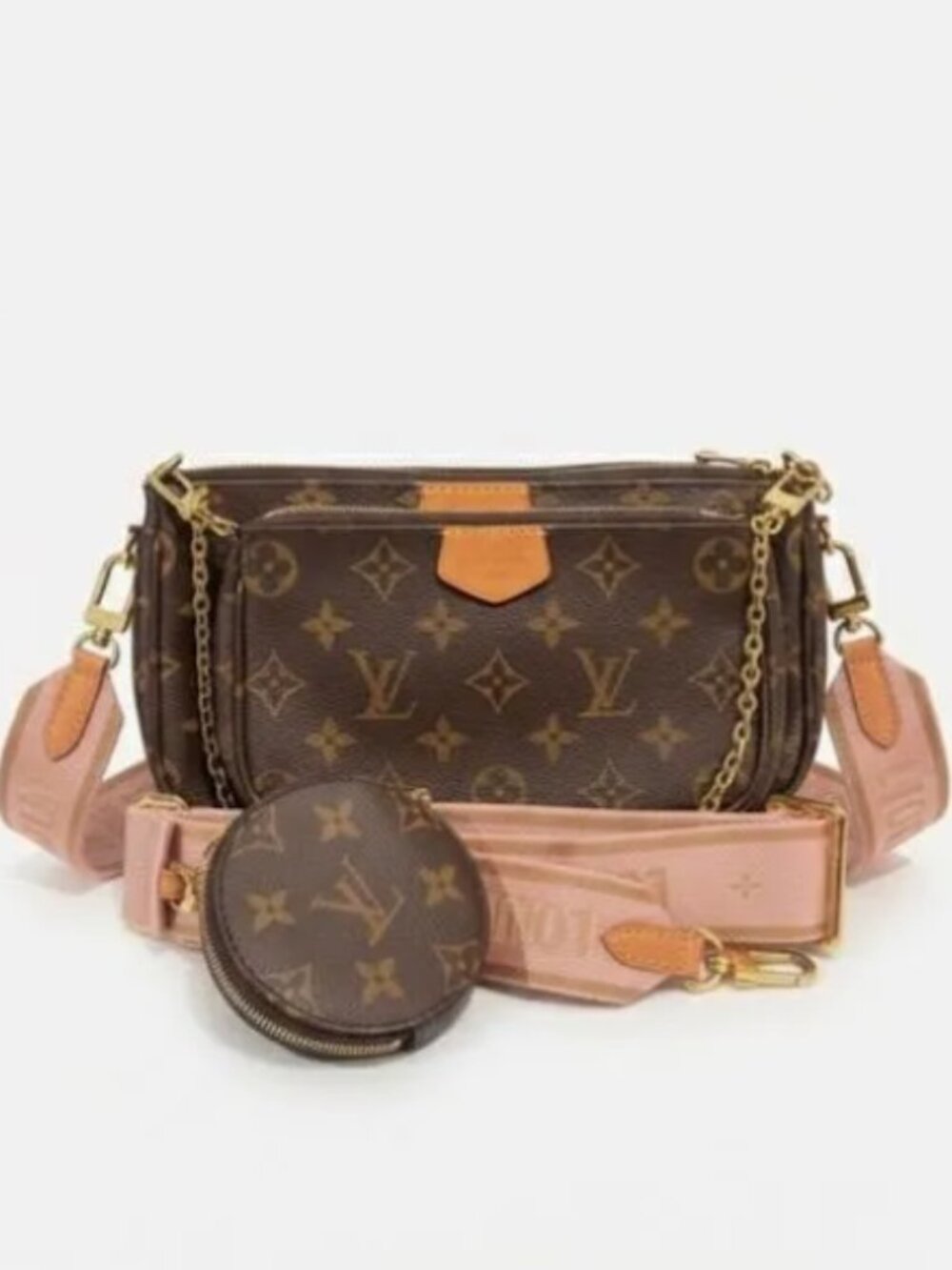 🦄 PRISTINE 🚀 Louis Vuitton | Multi Pouchette Accessories, Pink Strap 🎀 w/COA